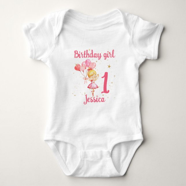 Body Para Bebê Ballerina - Rosa de aniversário (Frente)