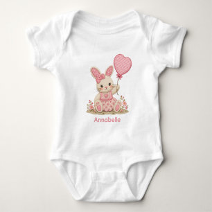 Body Para Bebê Baloão de Coelho Rosa