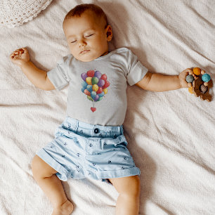 Body Para Bebê Balões Coloridos em Forma de Coração