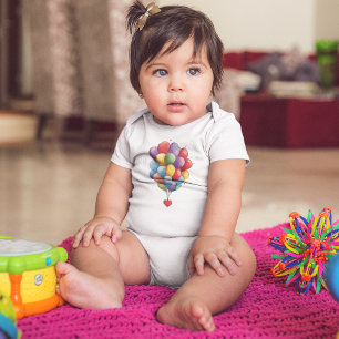 Body Para Bebê Balões Coloridos em Forma de Coração