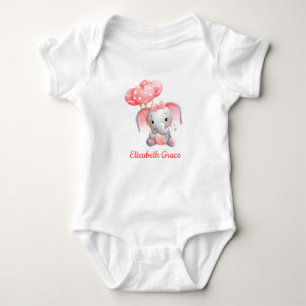 Body Para Bebê Balões de Elefante Rosa-Bebê Personalizados
