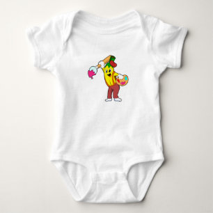 Body Para Bebê Banana como Pincel com Pincel de Tinta