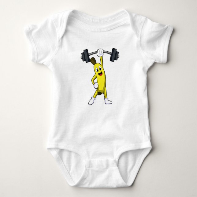 Body Para Bebê Banana em Fortalecimento com Barbell (Frente)