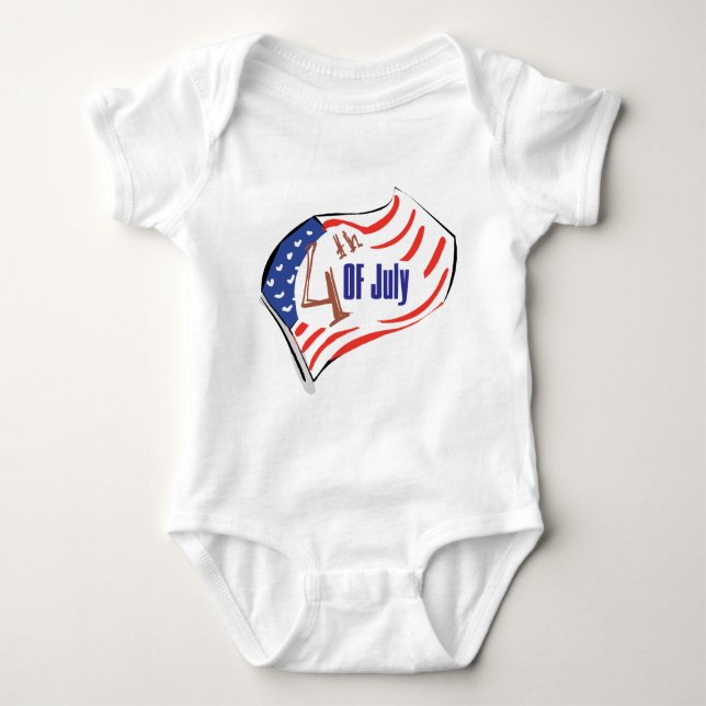 Body Para Bebê Bandeira Americana de 4 de julho (Frente)