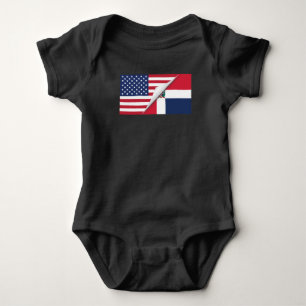 Body Para Bebê Bandeira americana dominiquense