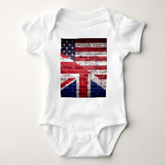 Body Para Bebê Bandeira americana e britânica