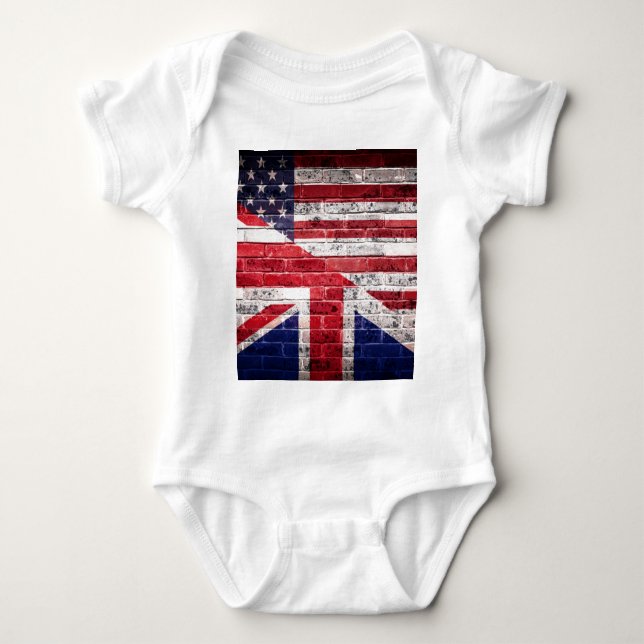 Body Para Bebê Bandeira americana e britânica (Frente)