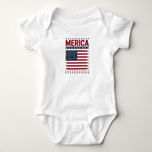 Body Para Bebê Bandeira Americana em 4 de julho (Frente)
