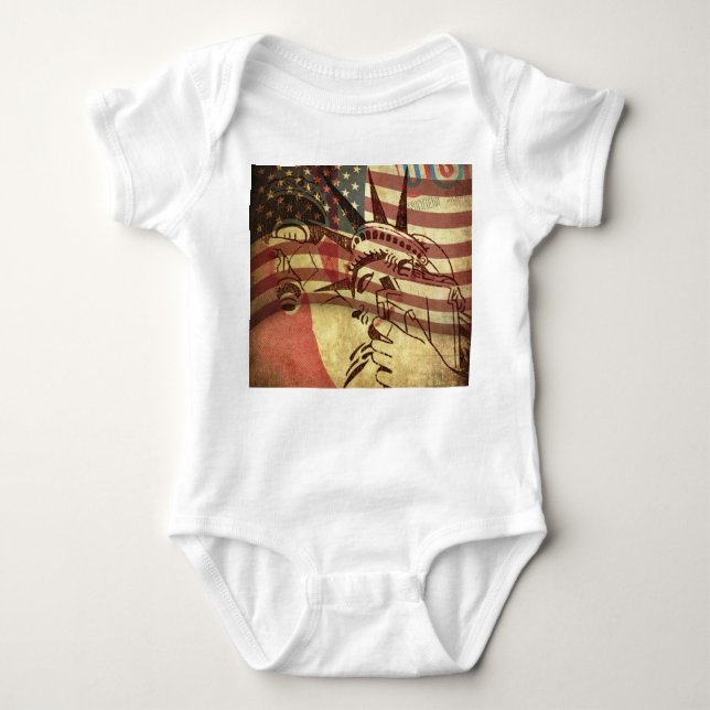 Body Para Bebê Bandeira americana Grunge: fundo texturizado. (Frente)