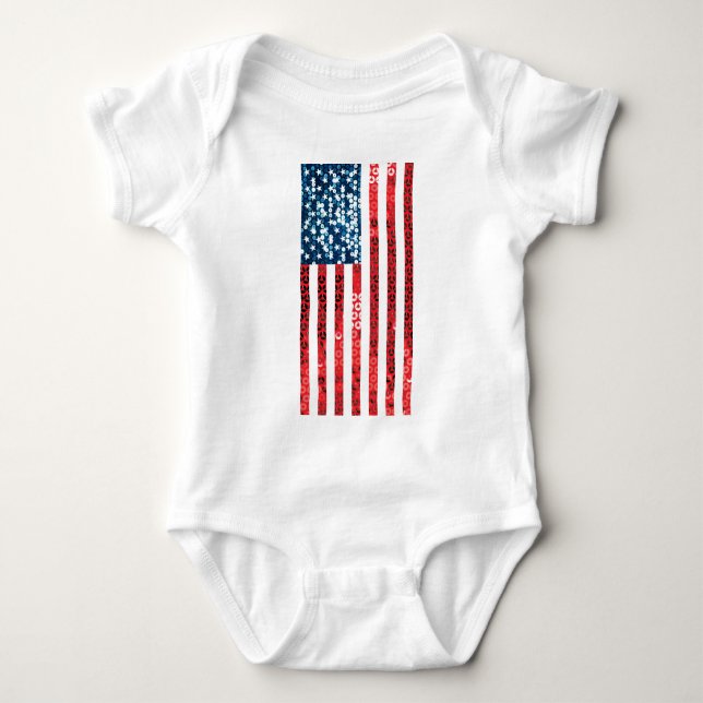 Body Para Bebê bandeira americana vertical (Frente)