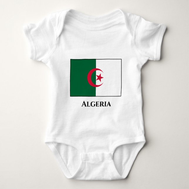 Body Para Bebê Bandeira Argélia (Argélia) (Frente)