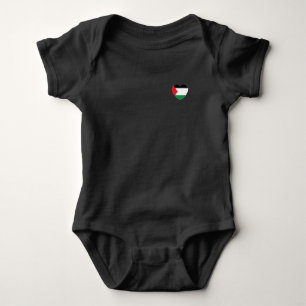 Body Para Bebê bandeira branca palestina design gráfico cardíaco