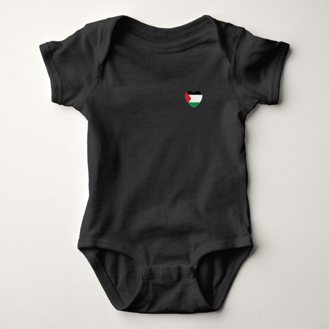 Body Para Bebê bandeira branca palestina design gráfico cardíaco (Frente)
