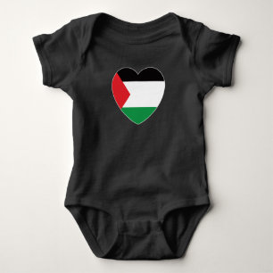 Body Para Bebê bandeira branca palestina design gráfico cardíaco