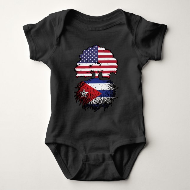 Body Para Bebê Bandeira da Árvore Americana Cubana (Frente)