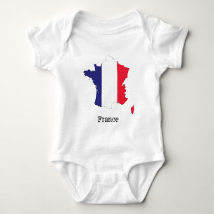 Body Para Bebê Bandeira da França no Design de Souvenir de Mapa