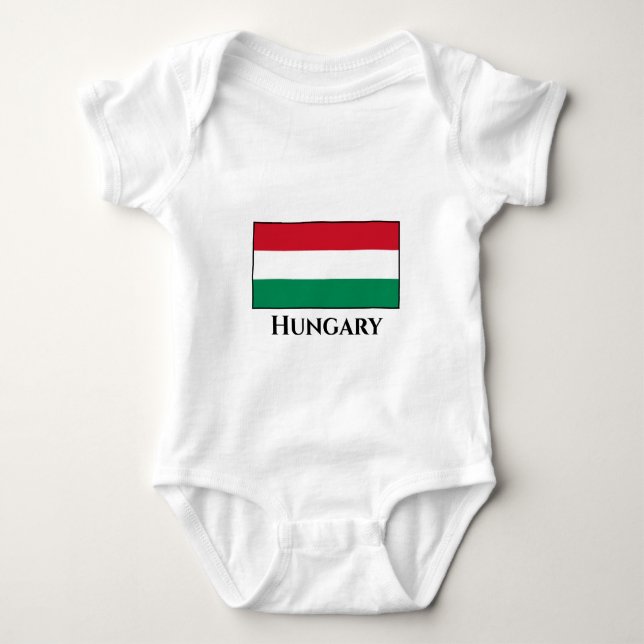 Body Para Bebê Bandeira da Hungria (Frente)