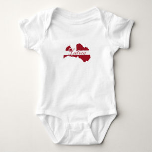 Body Para Bebê Bandeira da Letônia, Mapa da LETÔNIA Presente letã