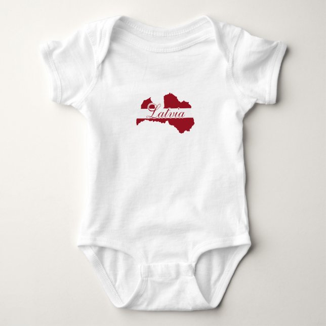 Body Para Bebê Bandeira da Letônia, Mapa da LETÔNIA Presente letã (Frente)