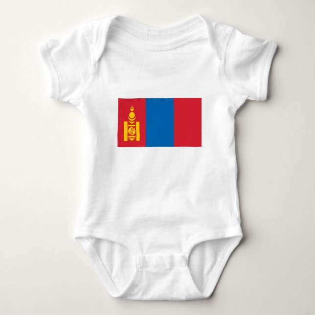 Body Para Bebê Bandeira da Mongólia (Frente)
