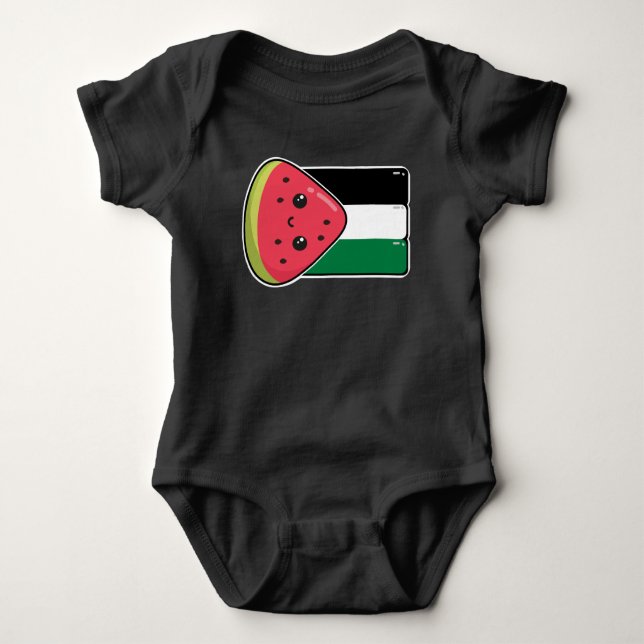 Body Para Bebê Bandeira da Palestina Cura com Palestina Livre de  (Frente)