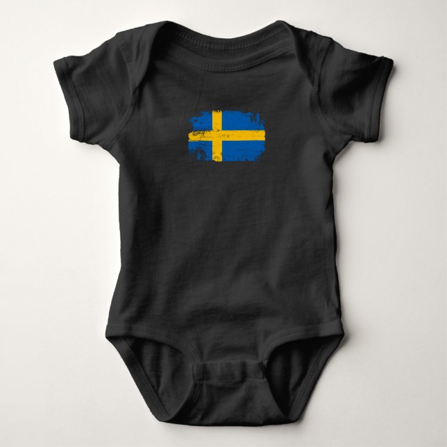 Body Para Bebê Bandeira da Suécia (Frente)
