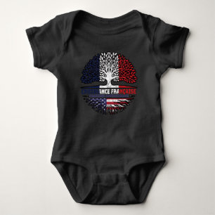 Body Para Bebê Bandeira das Raízes da Árvore Americana França