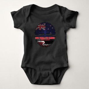 Body Para Bebê Bandeira das Raízes da Árvore da Nova Zelândia