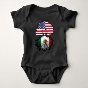 Body Para Bebê Bandeira das Raízes da Árvore dos EUA mexicano