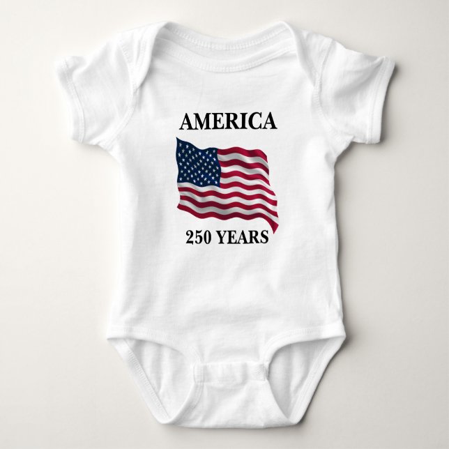 Body Para Bebê Bandeira de 250 Anos da América (Frente)