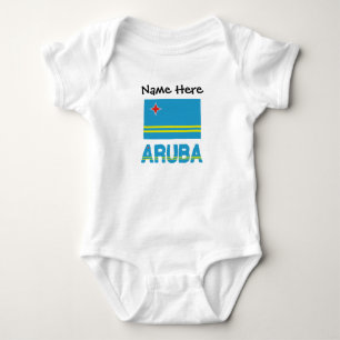 Body Para Bebê Bandeira de Aruba Personalização Preta