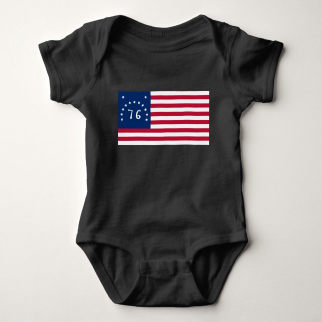 Body Para Bebê Bandeira de Bennington: A 76 Bandeira Americana de (Frente)