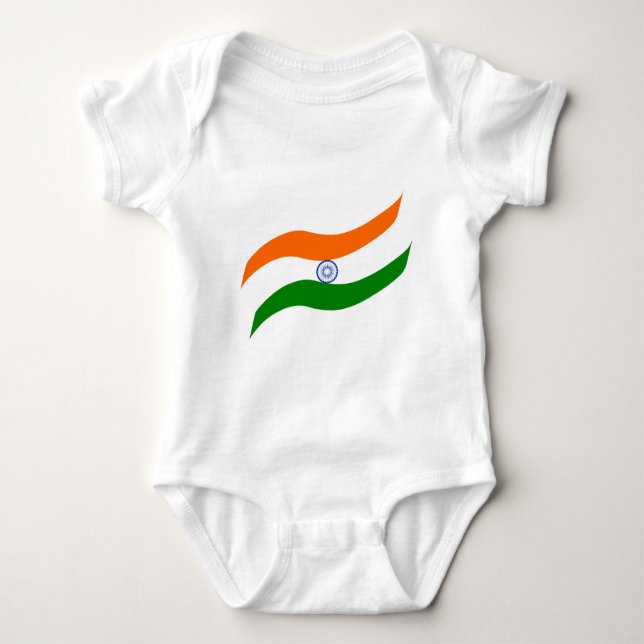Body Para Bebê Bandeira de ondulação indiana (Frente)