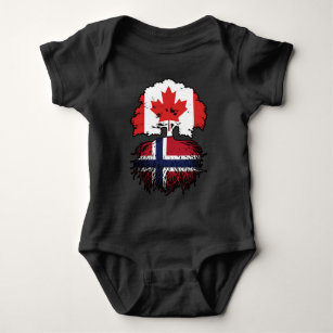 Body Para Bebê Bandeira de Raízes de Árvore Norueguesa do Canadá