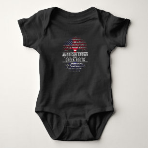 Body Para Bebê Bandeira de Raízes Gregas Crescentes Americanas
