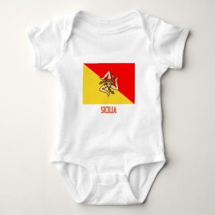 Body Para Bebê Bandeira de Sicilia com nome