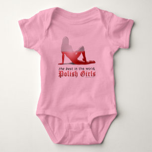 Body Para Bebê Bandeira de Silhouette para Garota Polonesa