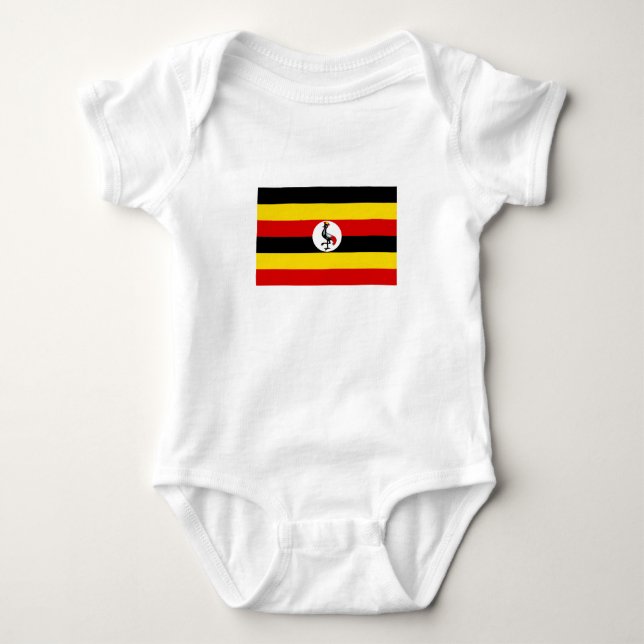 Body Para Bebê Bandeira de Uganda (Frente)