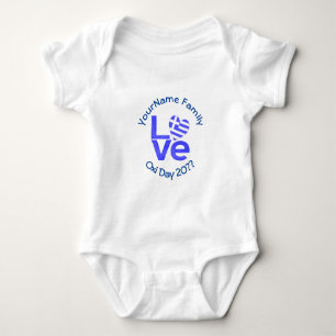 Body Para Bebê Bandeira do Coração da Grécia Azul PERSONALIZADA