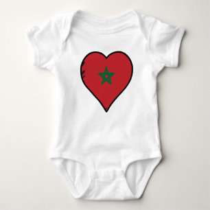 Body Para Bebê Bandeira do Coração do Marrocos