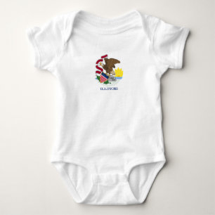 Body Para Bebê Bandeira do Estado de Illinois