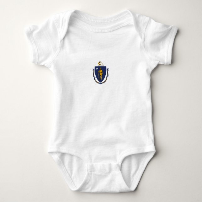 Body Para Bebê Bandeira do Estado de Massachusetts (Frente)