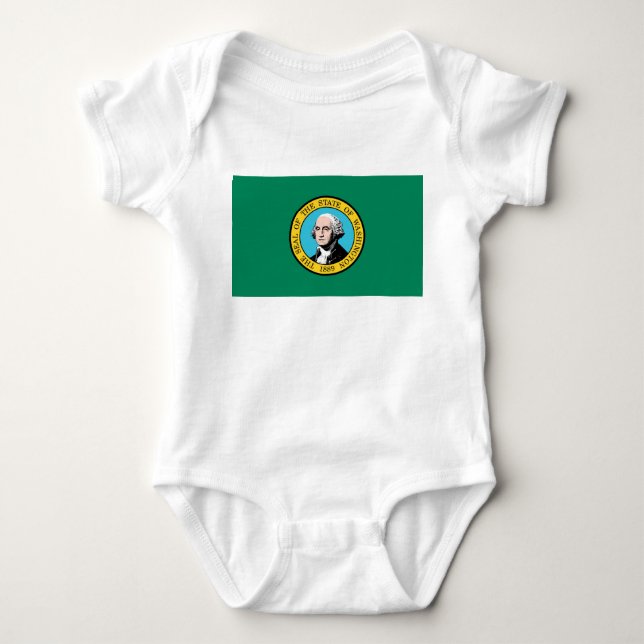 Body Para Bebê Bandeira do Estado de Washington (Frente)