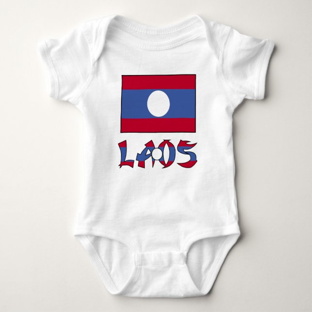 Body Para Bebê Bandeira do Laos e do Laos (Frente)