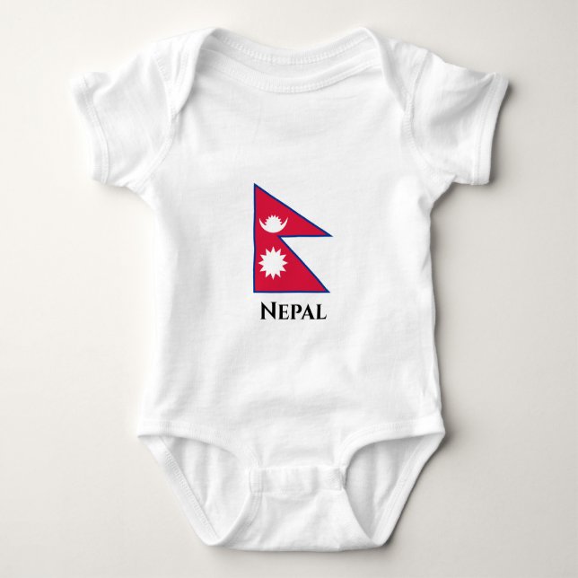 Body Para Bebê Bandeira do Nepal (Nepalês) (Frente)