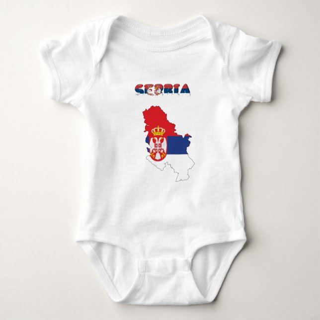 Body Para Bebê Bandeira do país sérvio (Frente)