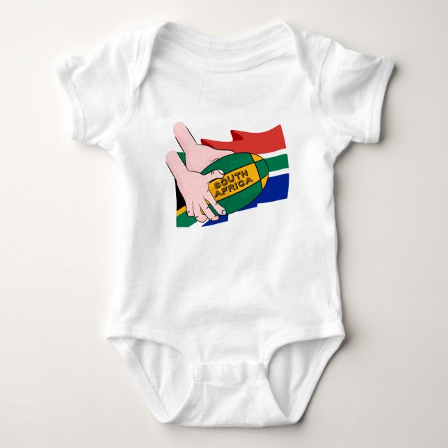Body Para Bebê Bandeira do Rugby da África do Sul (Frente)