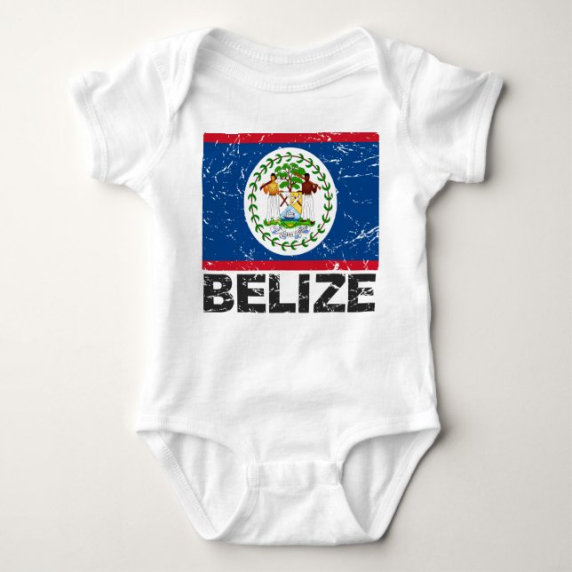 Body Para Bebê Bandeira do vintage de Belize (Frente)