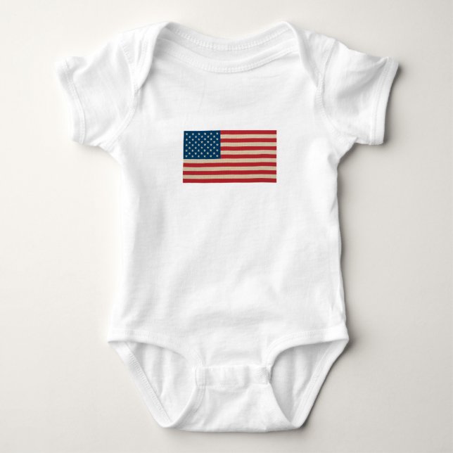 Body Para Bebê bandeira faux burlap dos EUA (Frente)