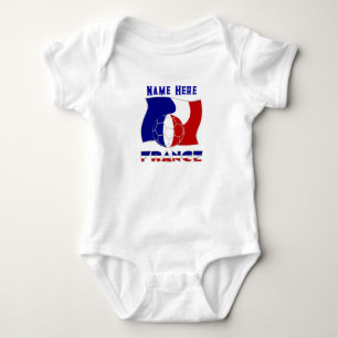 Body Para Bebê Bandeira Francesa com Bola de Futebol